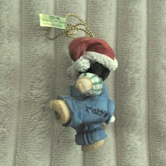 Mary’s Moo Moos Boy Cow w/ Bell Hanging Ornament Enesco Christmas 651222 vintage - Picture 5 of 6